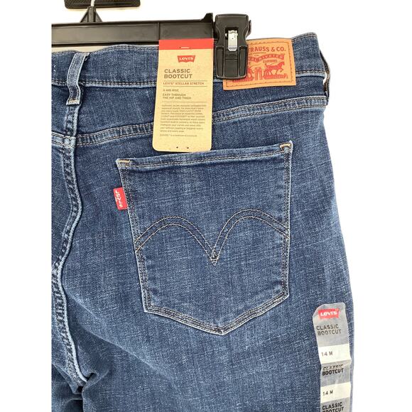 Levis Womens 14 Blue Dark Wash Classic Bootcut Jeans Mid Rise Vintage 90s G30-18 - Picture 6 of 8
